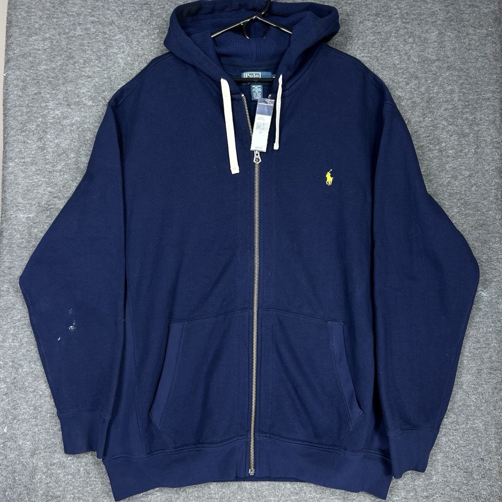 Polo Ralph Lauren Full Zip Hoodie Mens 2XLT Blue Thermal Lined Hood